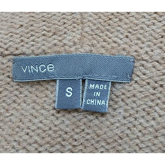 Vince women large alpaca wool long cardigan hoodie sweater super soft tan camel - Picture 5 of 7